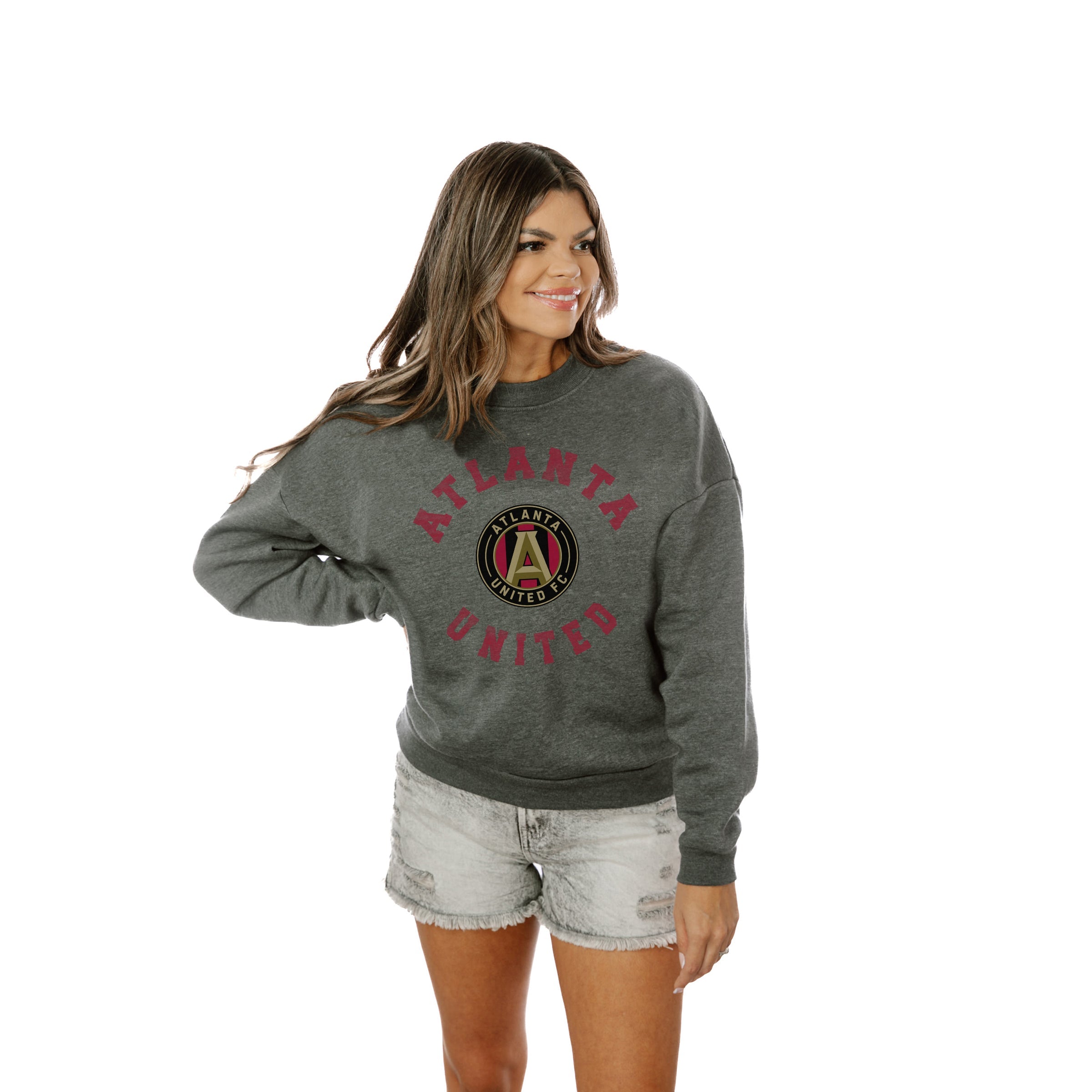 ATLANTA UNITED FC KICK BACK PREMIUM FLEECE DROP SHOULDER CREWNECK PULLOVER