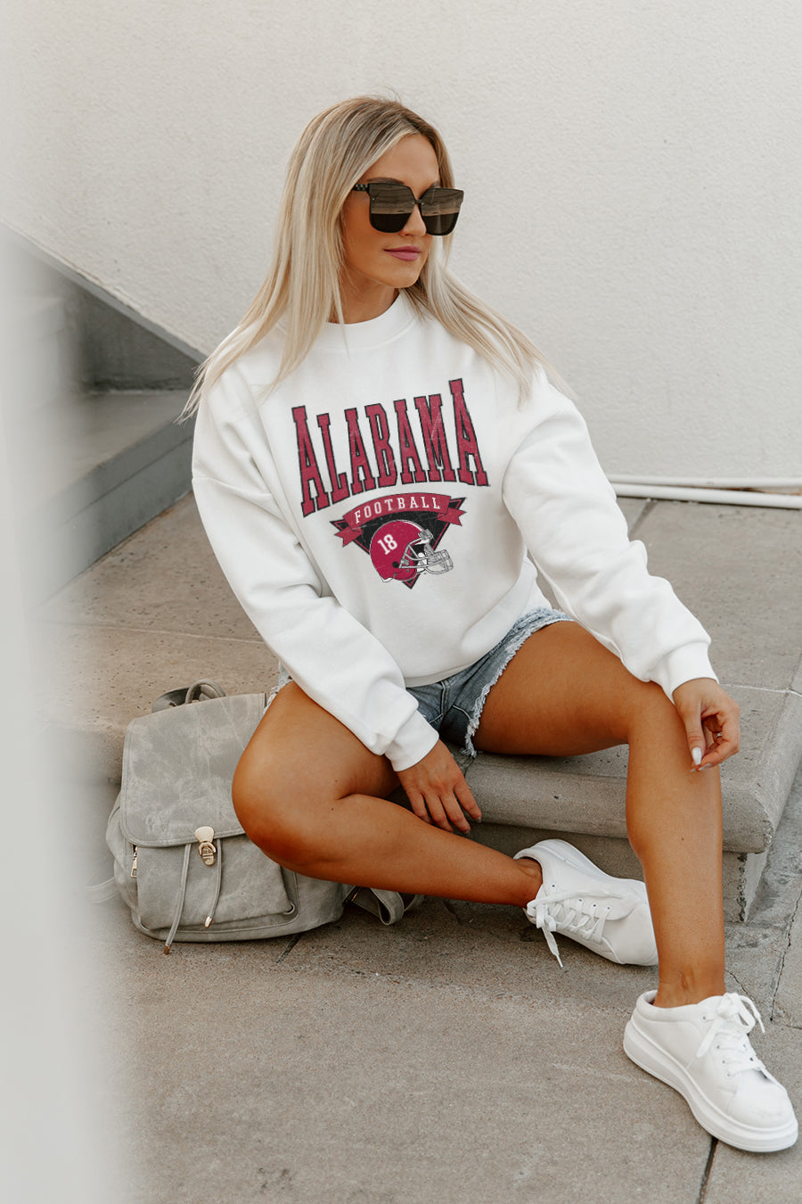 ALABAMA CRIMSON TIDE SLOW MOTION PREMIUM FLEECE DROP SHOULDER CREWNECK PULLOVER