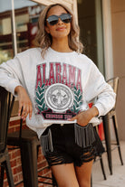 ALABAMA CRIMSON TIDE GO FIGHT WIN PREMIUM FLEECE DROP SHOULDER CREWNECK PULLOVER BY MADI PREWETT