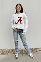 ALABAMA CRIMSON TIDE TAILGATE QUEEN PREMIUM FLEECE DROP SHOULDER CREWNECK PULLOVER BY MADI PREWETT TROUTT