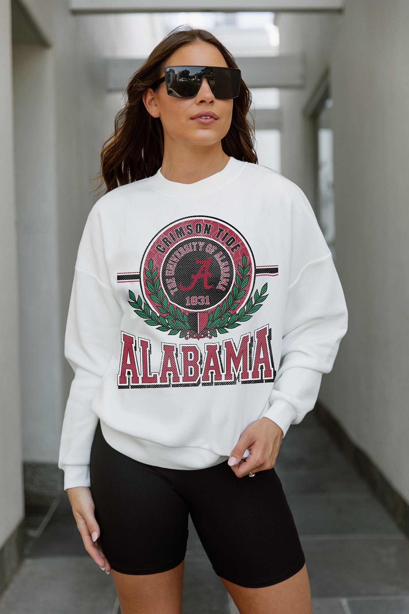 ALABAMA CRIMSON TIDE HOT SHOT PREMIUM FLEECE DROP SHOULDER CREWNECK PULLOVER