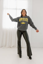 APPALACHIAN STATE MOUNTAINEERS SEAL THE DEAL PREMIUM FLEECE DROP SHOULDER CREWNECK PULLOVER