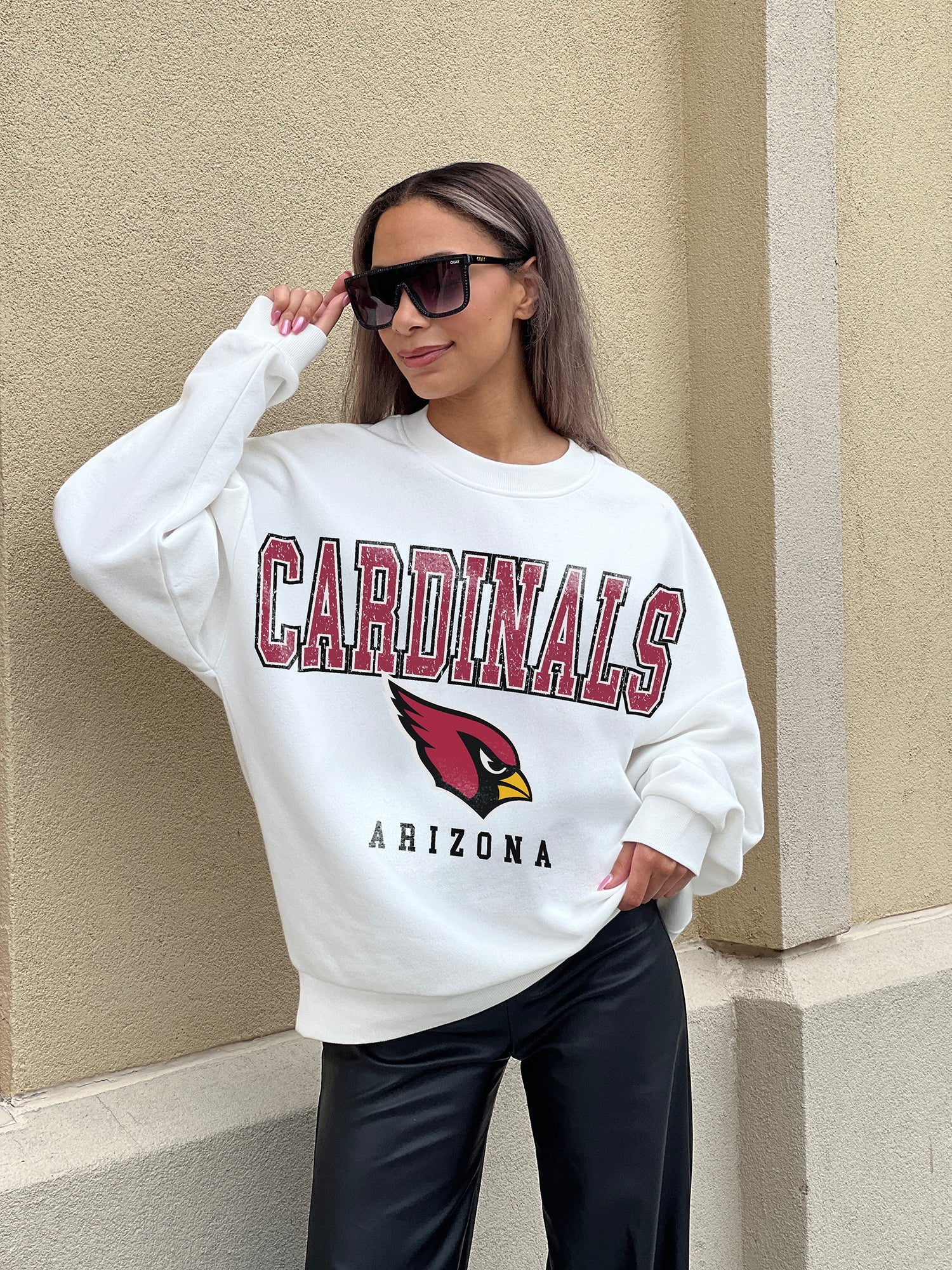 GC x NFL Arizona Cardinals Just Go with It Premium Fleece Drop Shoulder Crewneck Pullover L / White