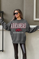 ARKANSAS RAZORBACKS EASY STREET PREMIUM FLEECE DROP SHOULDER CREWNECK PULLOVER