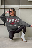 ARKANSAS RAZORBACKS EASY STREET PREMIUM FLEECE DROP SHOULDER CREWNECK PULLOVER