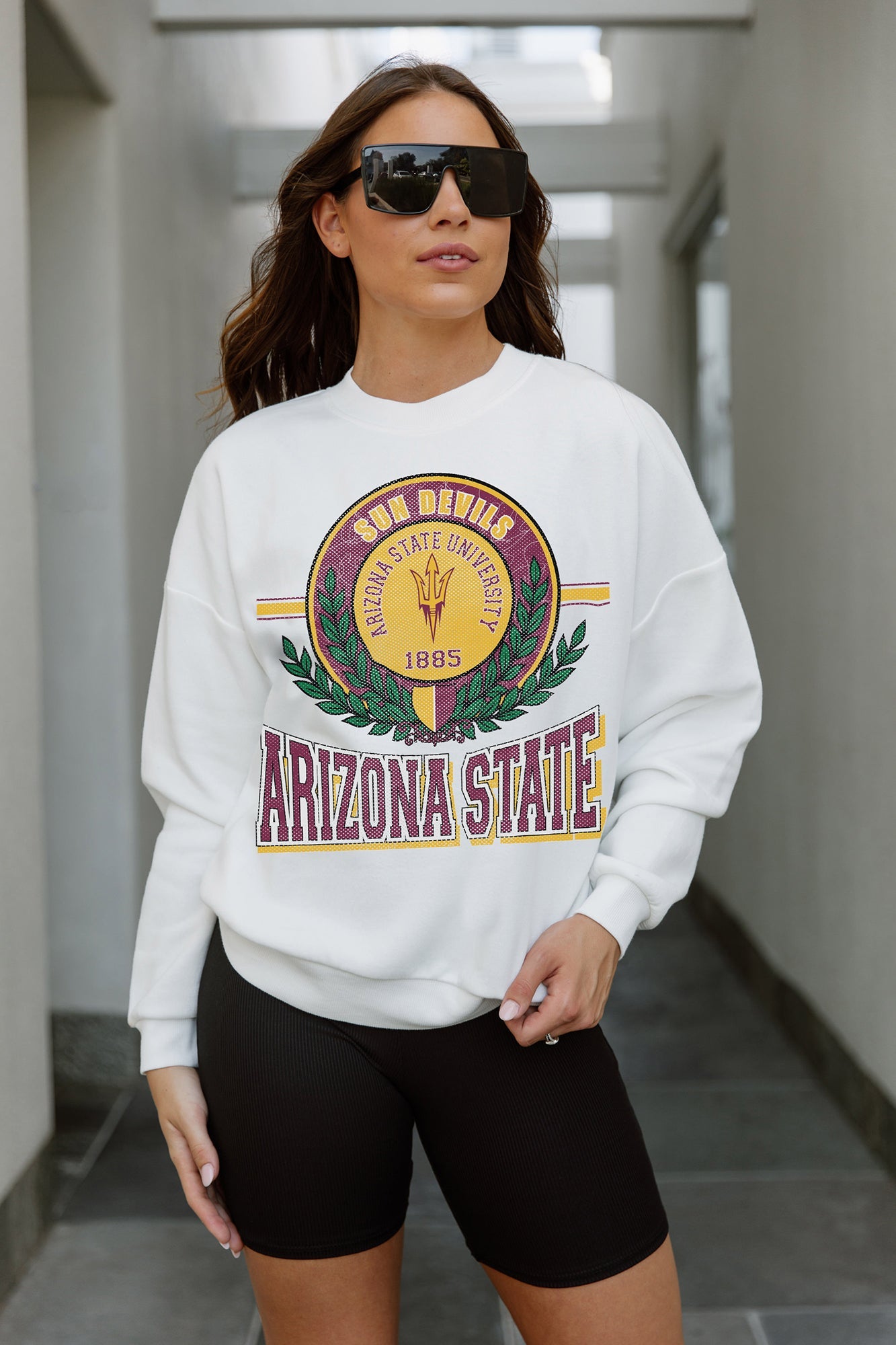 ARIZONA STATE SUN DEVILS HOT SHOT PREMIUM FLEECE DROP SHOULDER CREWNECK PULLOVER