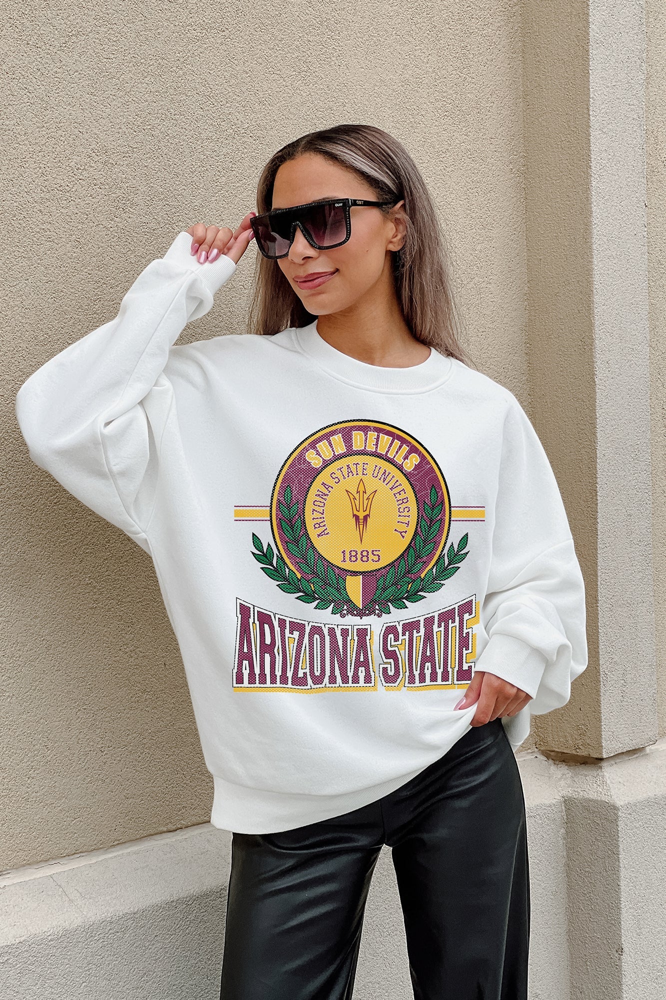 ARIZONA STATE SUN DEVILS HOT SHOT PREMIUM FLEECE DROP SHOULDER CREWNECK PULLOVER