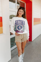 ARIZONA WILDCATS TIME TO TAILGATE PREMIUM FLEECE DROP SHOULDER CREWNECK PULLOVER BY MADI PREWETT