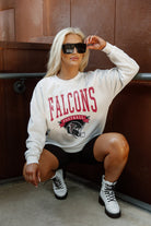 ATLANTA FALCONS YARD LINE LONG SLEEVE FLEECE CREWNECK SWEATSHIRT WITH RIBBED KNIT COLLAR, WRIST, AND WAISTBAND