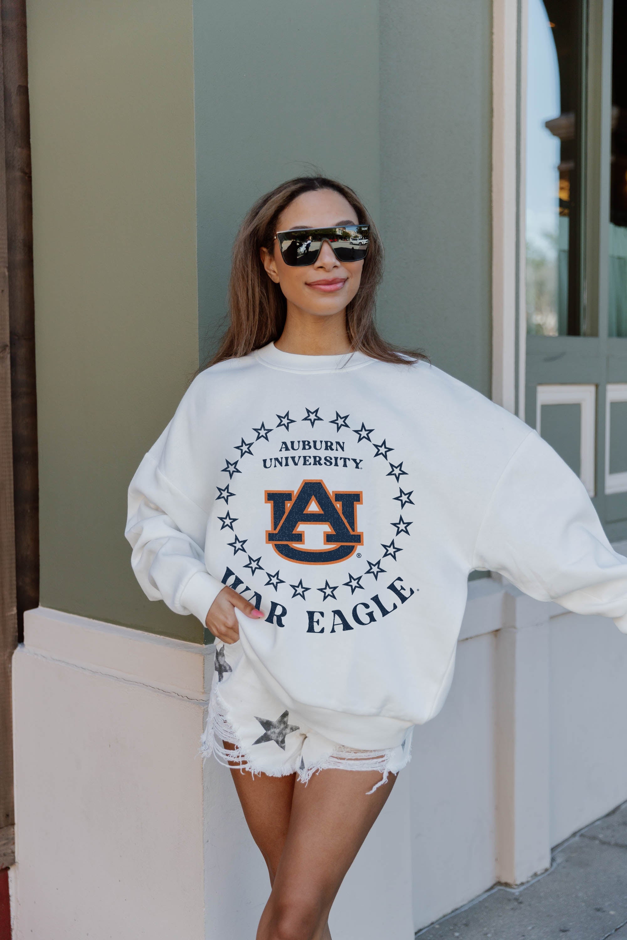 AUBURN TIGERS SUPERSTAR PREMIUM FLEECE DROP SHOULDER CREWNECK PULLOVER