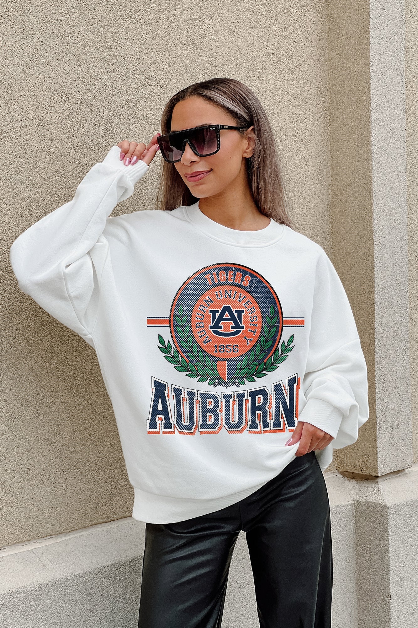 AUBURN TIGERS HOT SHOT PREMIUM FLEECE DROP SHOULDER CREWNECK PULLOVER