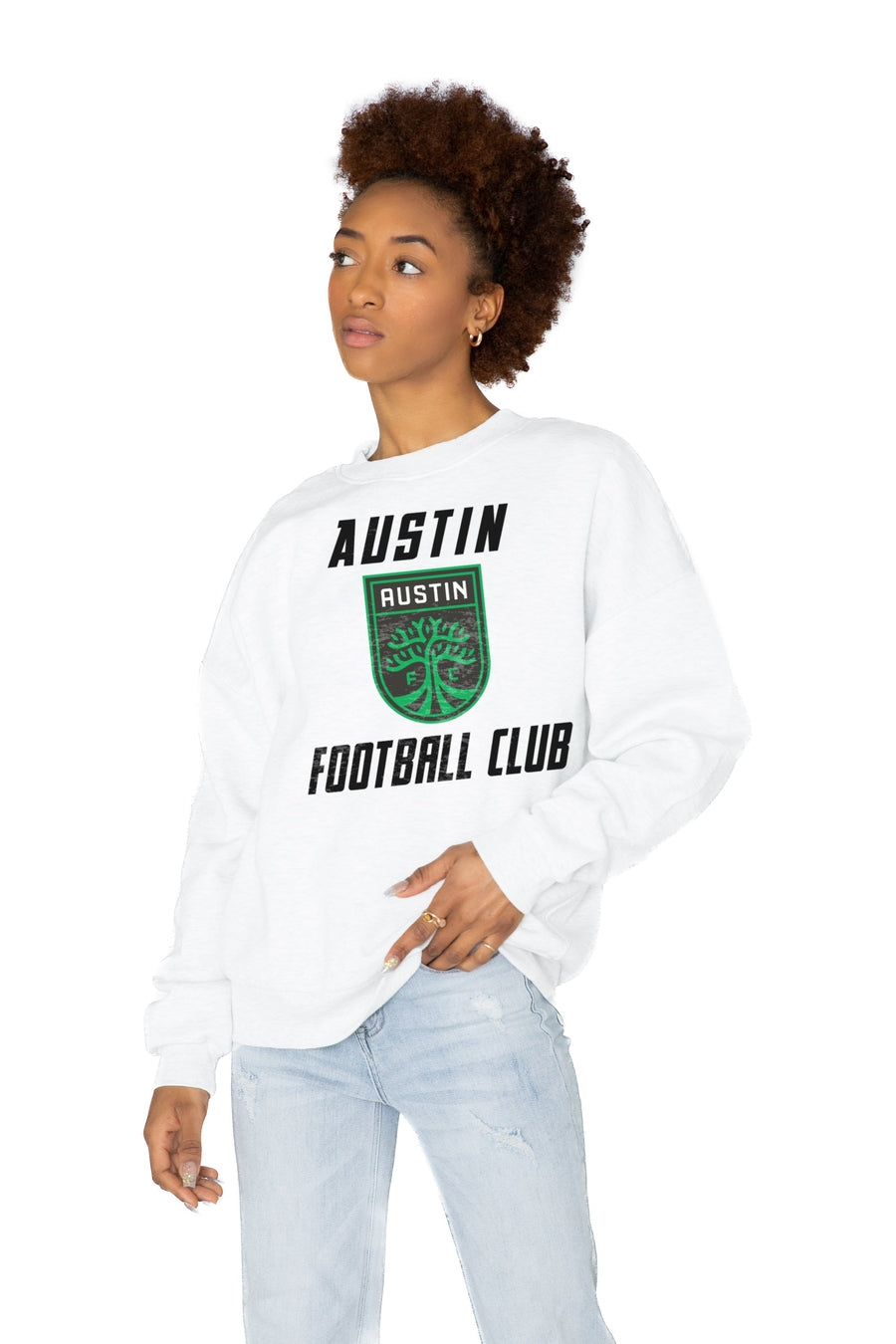 AUSTIN FC BALLER PREMIUM FLEECE DROP SHOULDER CREWNECK PULLOVER