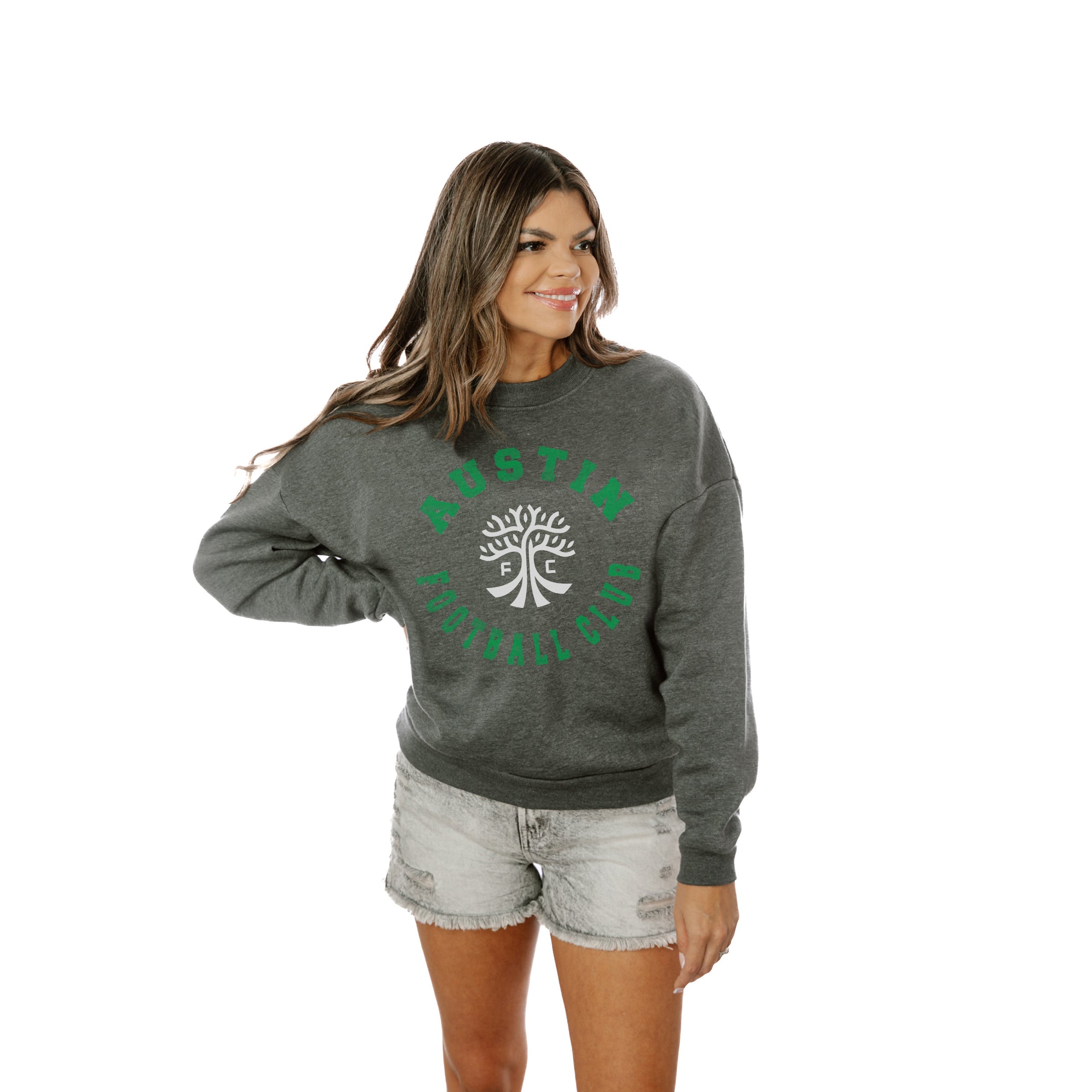 AUSTIN FC KICK BACK PREMIUM FLEECE DROP SHOULDER CREWNECK PULLOVER