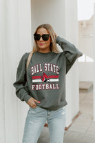 BALL STATE CARDINALS PLAYMAKER PREMIUM FLEECE DROP SHOULDER CREWNECK PULLOVER