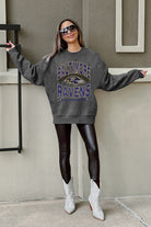 BALTIMORE RAVENS LONG WEEKEND PREMIUM FLEECE DROP SHOULDER CREWNECK PULLOVER