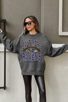 BALTIMORE RAVENS LONG WEEKEND PREMIUM FLEECE DROP SHOULDER CREWNECK PULLOVER