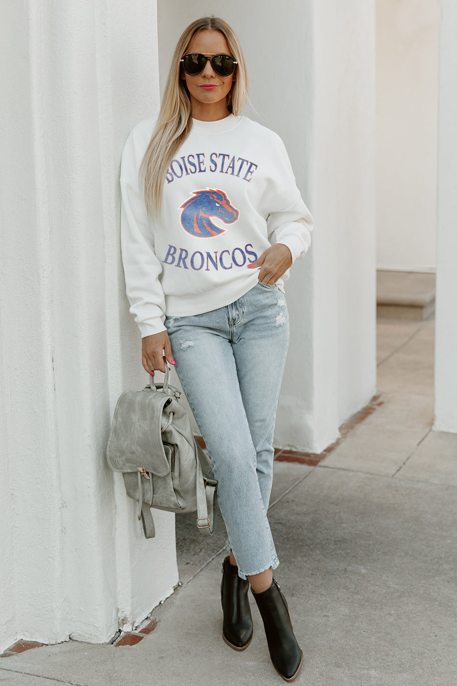 Women's Gameday Couture Gray Boise State Broncos Here To Play Oversized T- Shirt