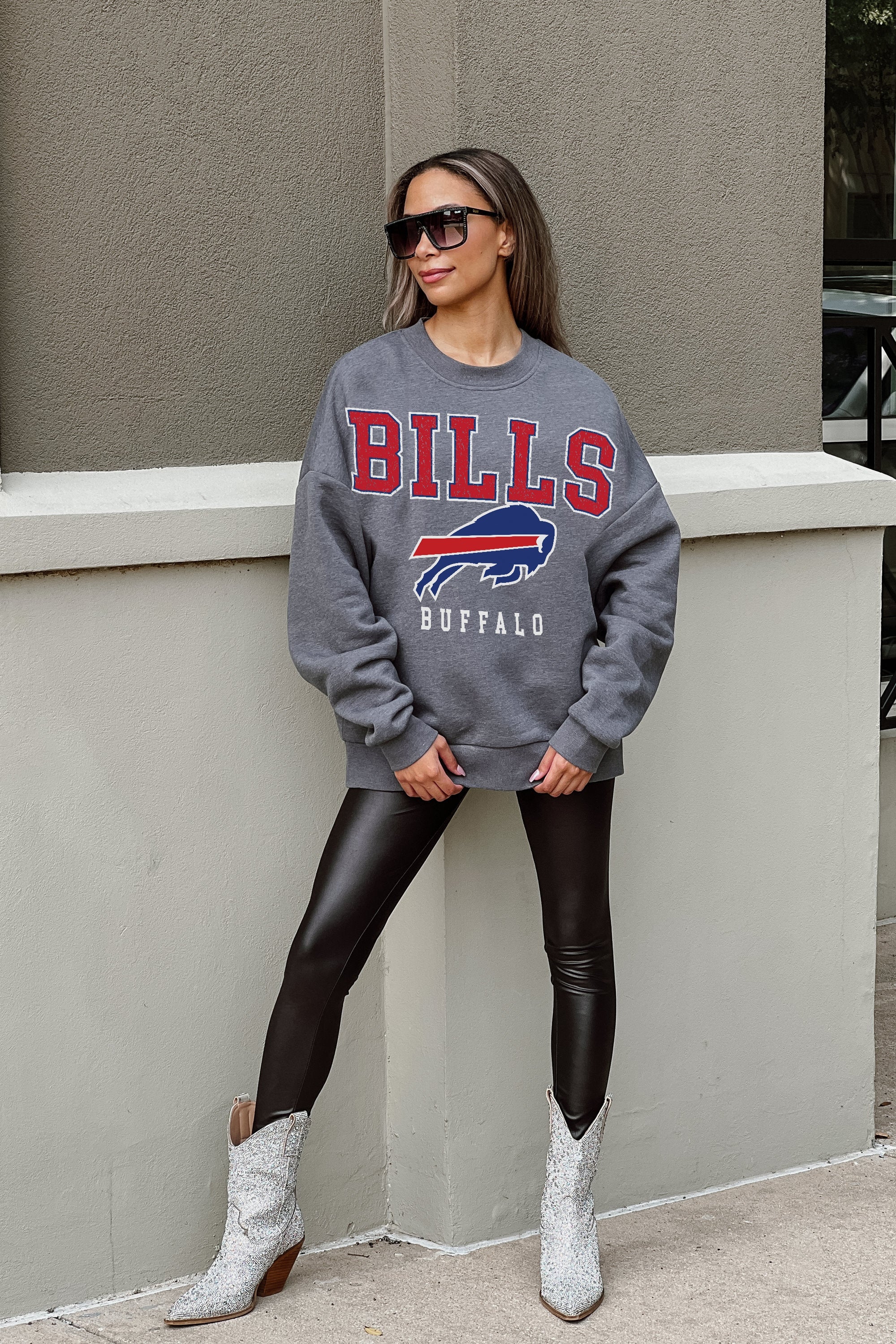 GC x NFL Buffalo Bills Just Go with It Premium Fleece Drop Shoulder Crewneck Pullover XL / White