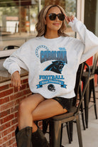 CAROLINA PANTHERS RUN THE SHOW PREMIUM FLEECE DROP SHOULDER CREWNECK PULLOVER