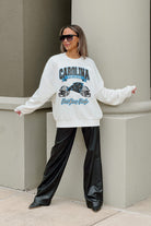 CAROLINA PANTHERS PASSING TIME PREMIUM FLEECE DROP SHOULDER CREWNECK PULLOVER