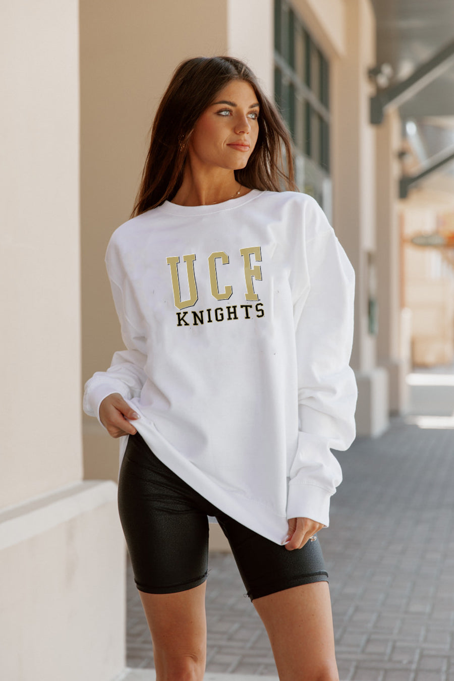 CENTRAL FLORIDA KNIGHTS WORK FOR IT CREW DROP SHOULDER PULLOVER BY MADI PREWETT