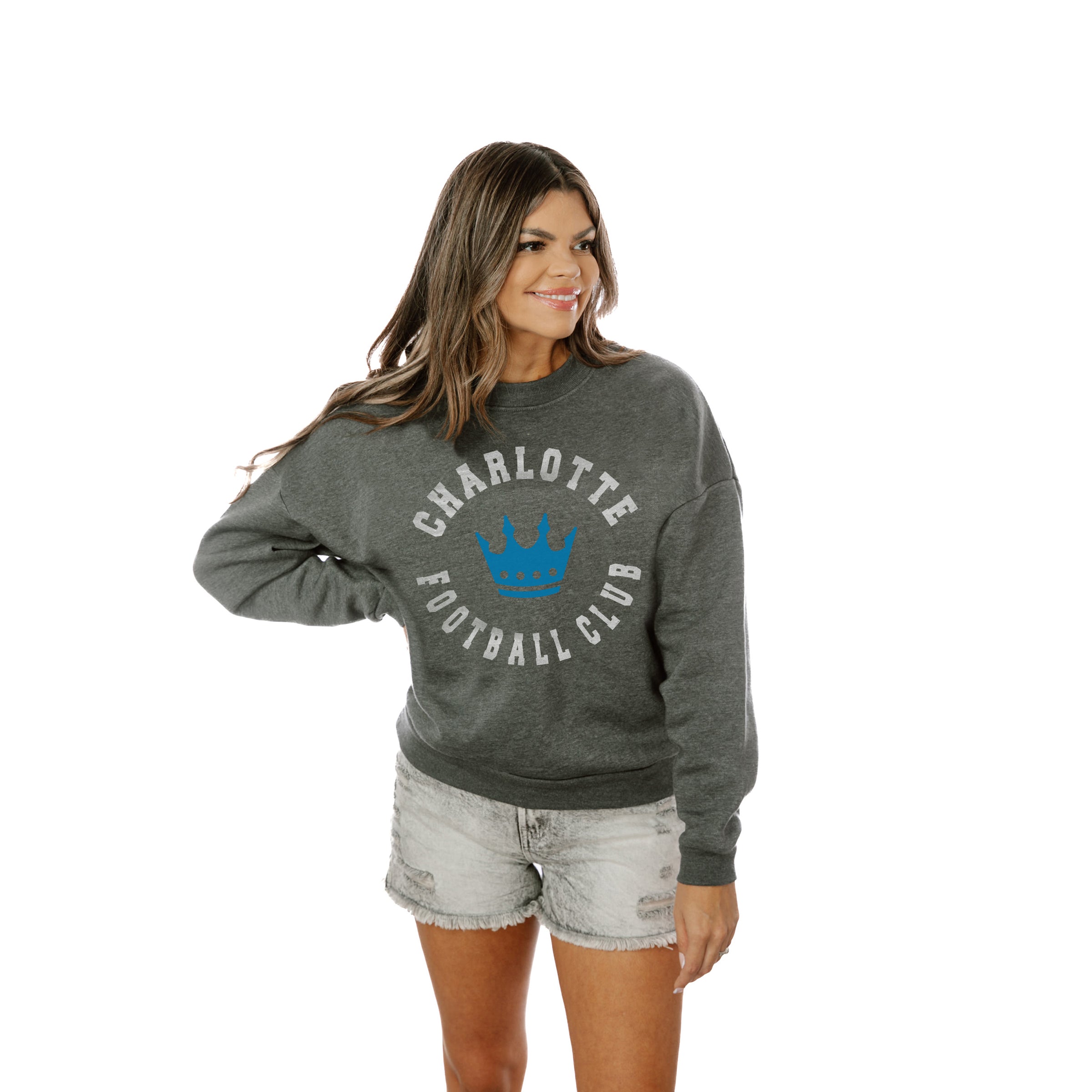 CHARLOTTE FC KICK BACK PREMIUM FLEECE DROP SHOULDER CREWNECK PULLOVER