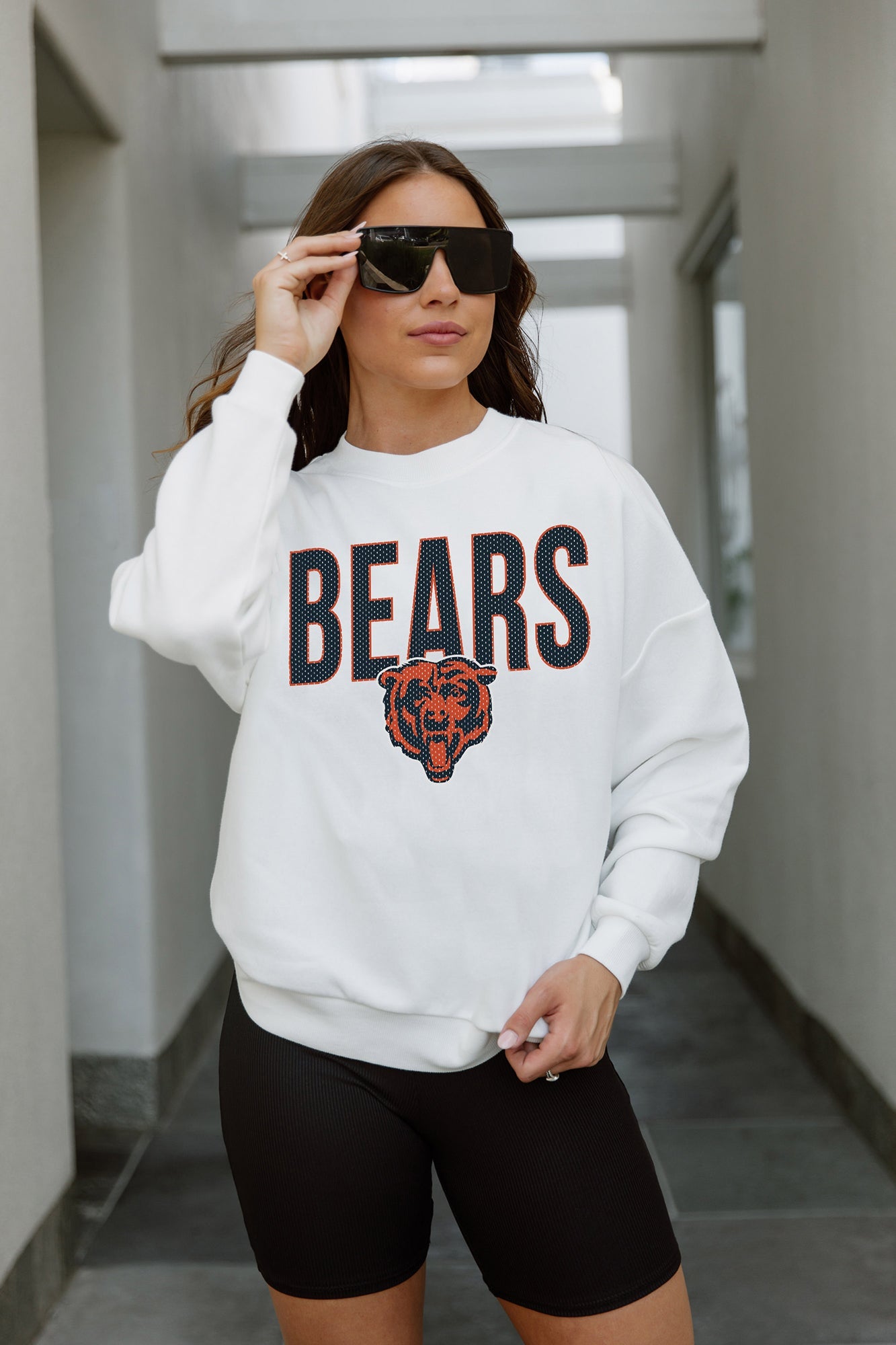 Women's Gameday Couture Black Chicago Bears Gl Flip Sequin Sleeve T-Shirt Size: Medium