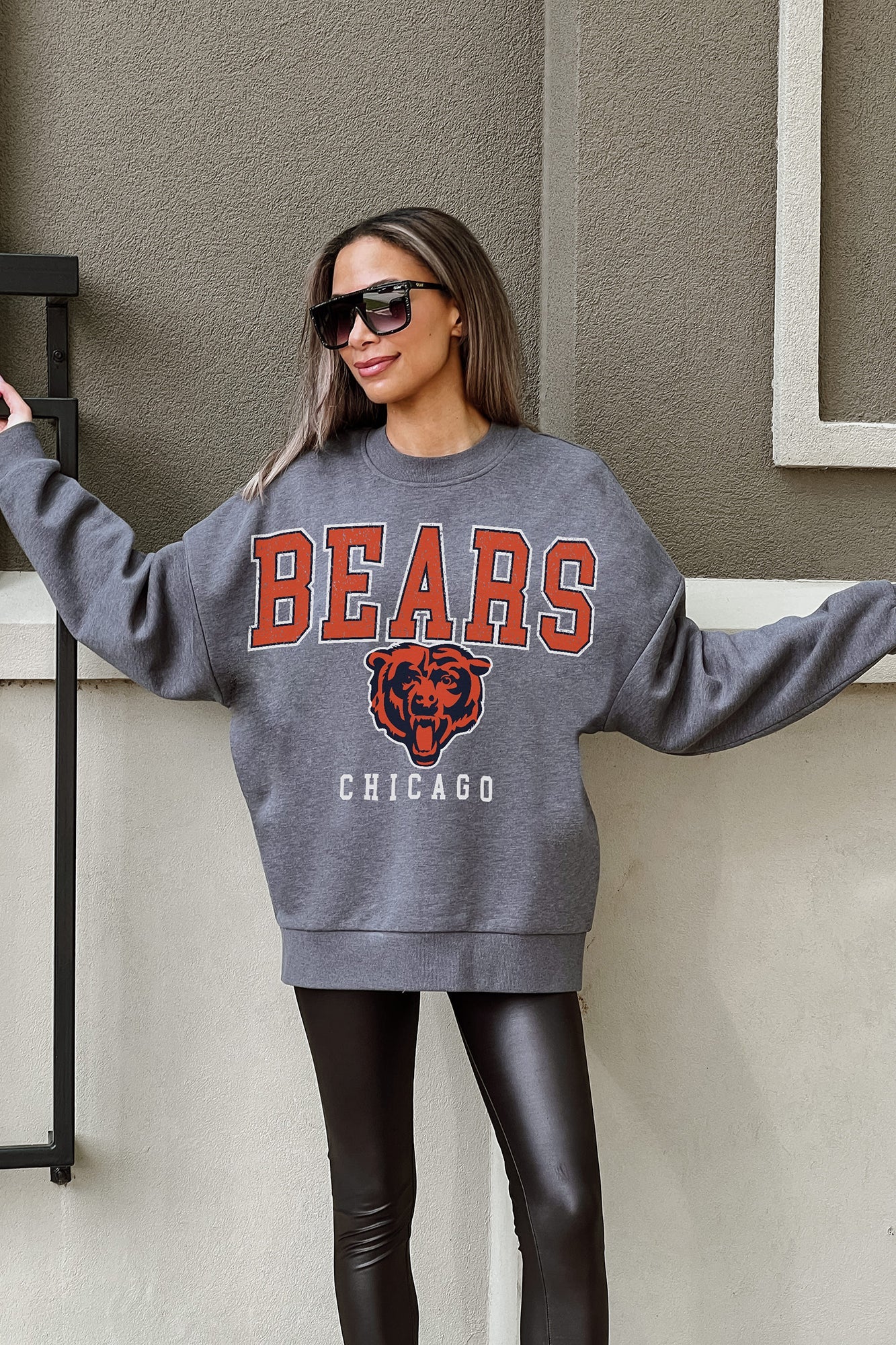 CHICAGO BEARS BRING THE ENERGY PREMIUM FLEECE DROP SHOULDER CREWNECK PULLOVER