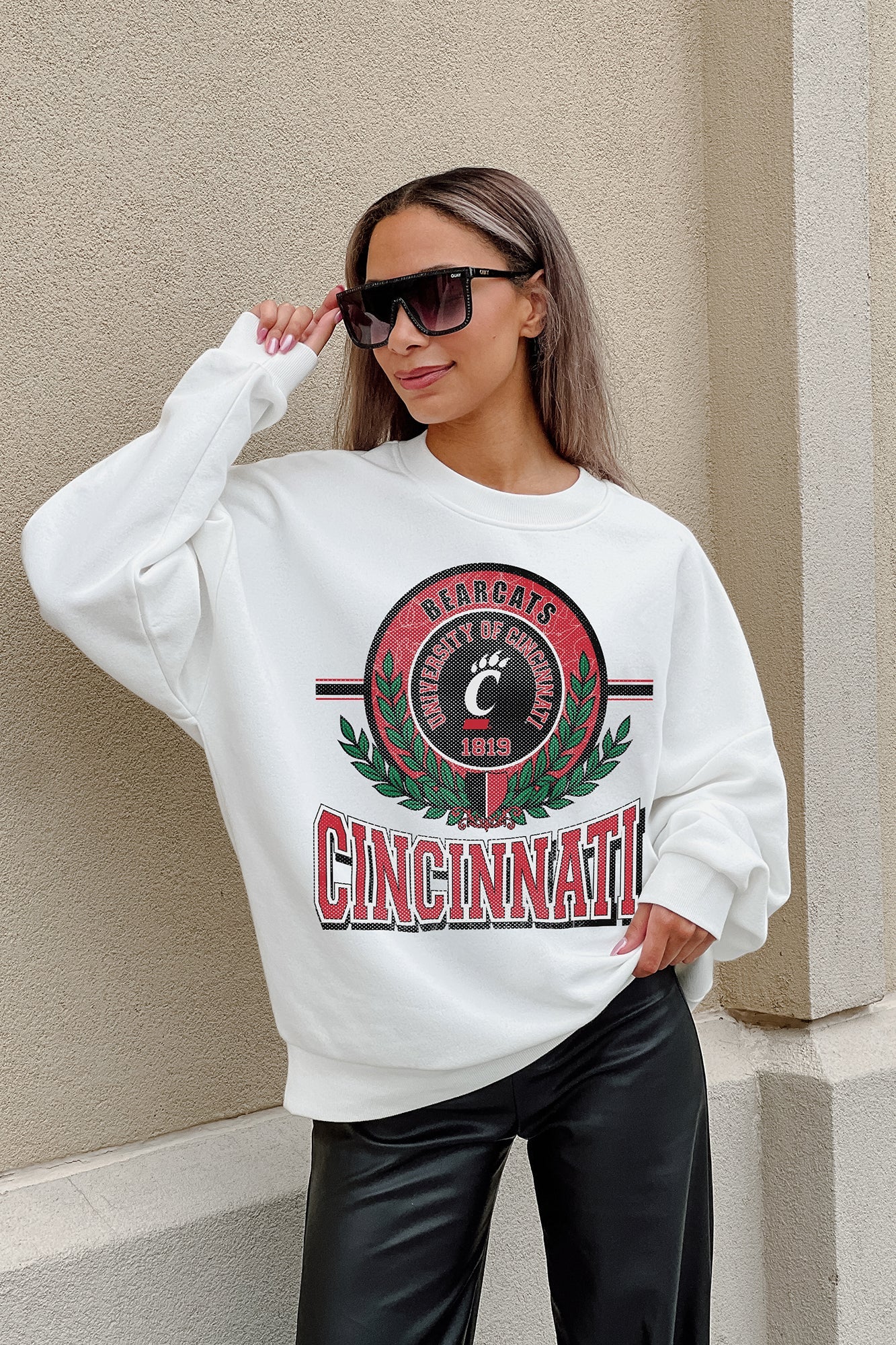 CINCINNATI BEARCATS HOT SHOT PREMIUM FLEECE DROP SHOULDER CREWNECK PULLOVER