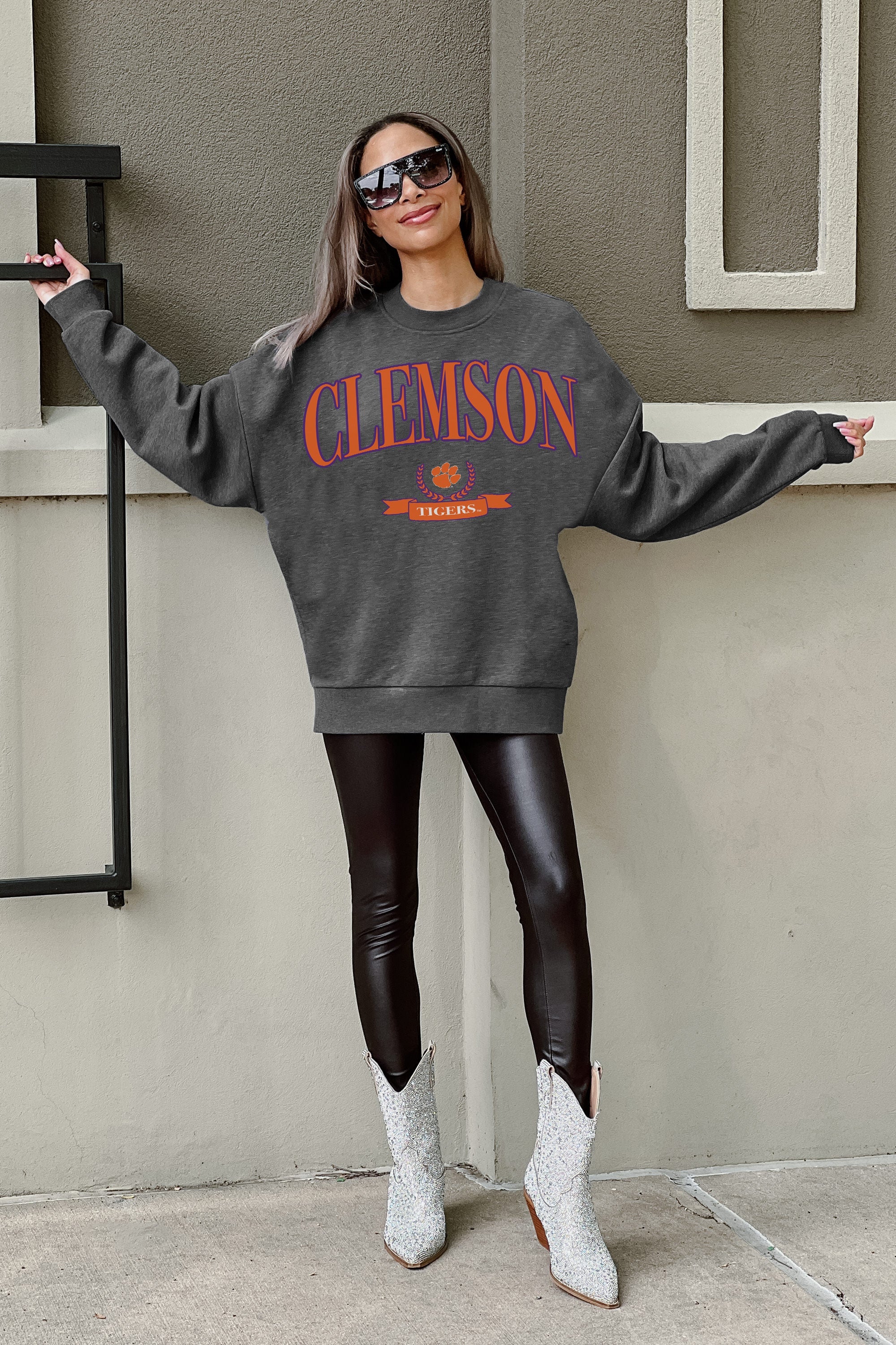 CLEMSON TIGERS SEAL THE DEAL PREMIUM FLEECE DROP SHOULDER CREWNECK PULLOVER