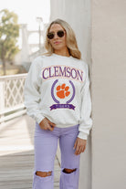 CLEMSON TIGERS HAVING A BALL PREMIUM FLEECE DROP SHOULDER CREWNECK PULLOVER BY MADI PREWETT