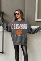 CLEMSON TIGERS EASY STREET PREMIUM FLEECE DROP SHOULDER CREWNECK PULLOVER