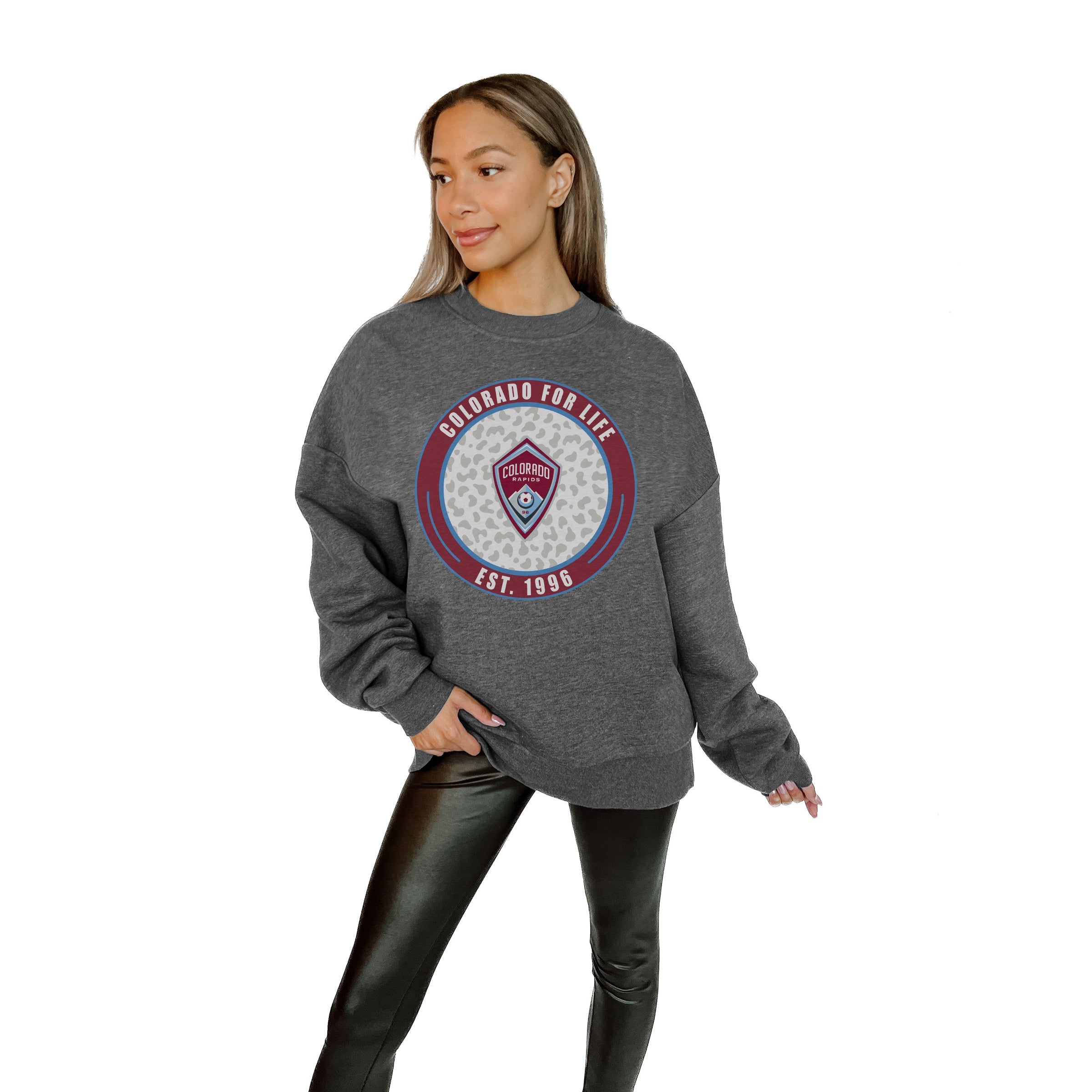 COLORADO RAPIDS BIG GOALS PREMIUM FLEECE DROP SHOULDER CREWNECK PULLOVER