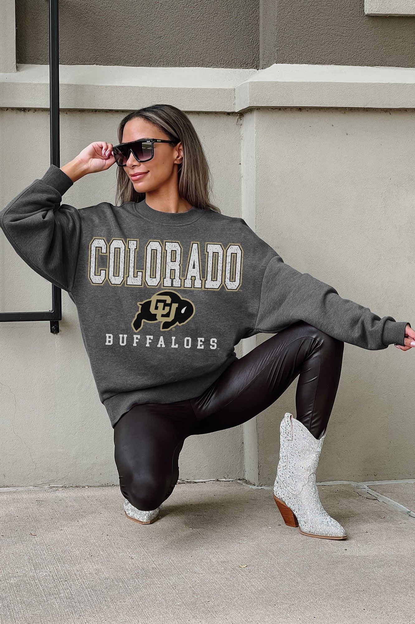 COLORADO BUFFALOES EASY STREET PREMIUM FLEECE DROP SHOULDER CREWNECK PULLOVER