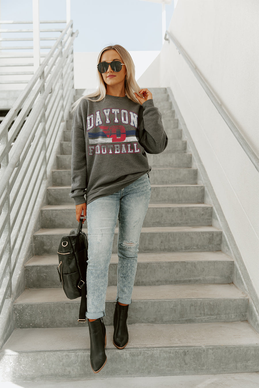 DAYTON FLYERS PLAYMAKER PREMIUM FLEECE DROP SHOULDER CREWNECK PULLOVER