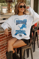 DETROIT LIONS RUN THE SHOW PREMIUM FLEECE DROP SHOULDER CREWNECK PULLOVER