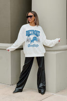 DETROIT LIONS PASSING TIME PREMIUM FLEECE DROP SHOULDER CREWNECK PULLOVER