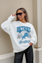 DETROIT LIONS PASSING TIME PREMIUM FLEECE DROP SHOULDER CREWNECK PULLOVER