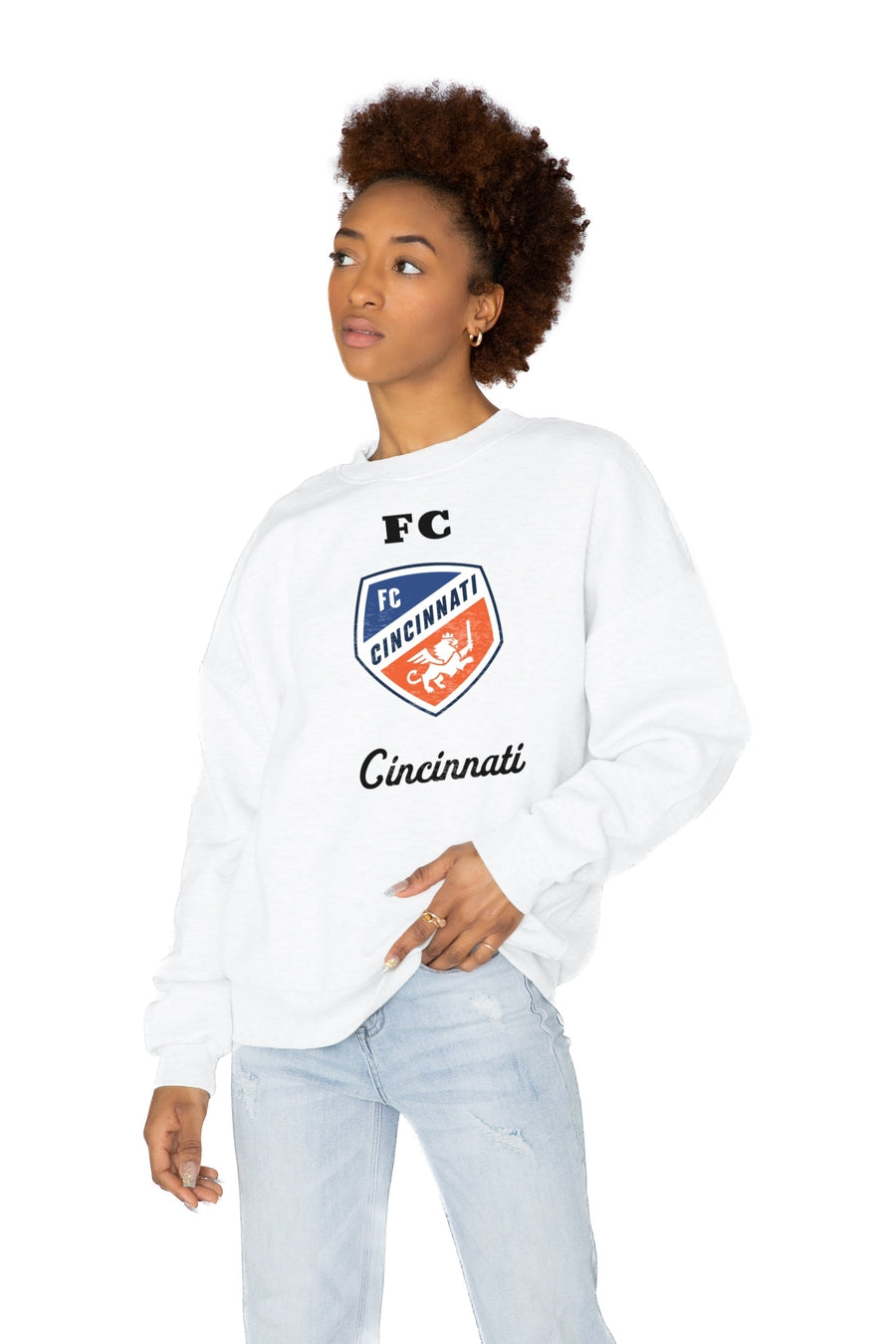 FC CINCINNATI BALLER PREMIUM FLEECE DROP SHOULDER CREWNECK PULLOVER