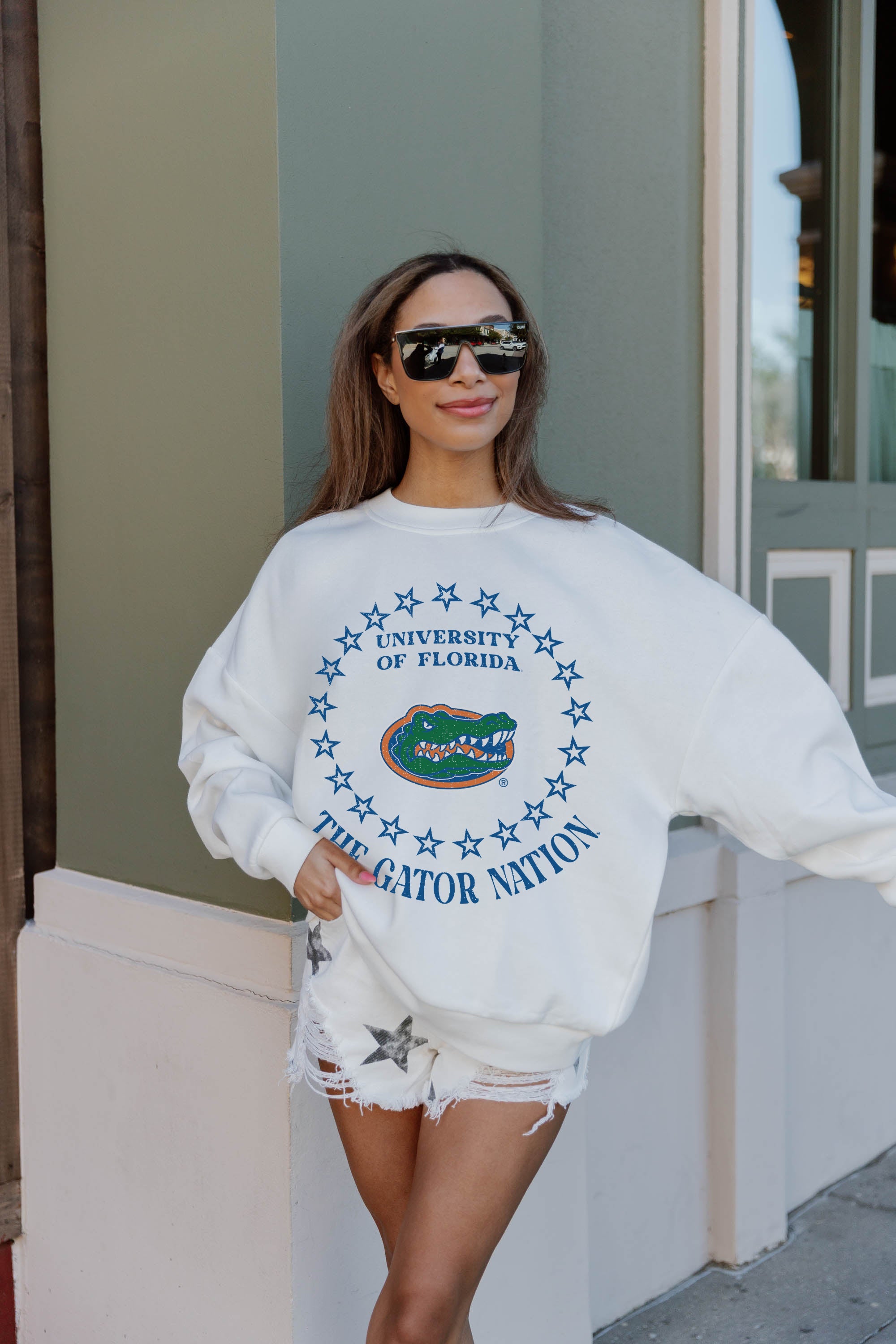 FLORIDA GATORS SUPERSTAR PREMIUM FLEECE DROP SHOULDER CREWNECK PULLOVER