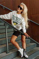 GREEN BAY PACKERS YARD LINE LONG SLEEVE FLEECE CREWNECK SWEATSHIRT WITH RIBBED KNIT COLLAR, WRIST, AND WAISTBAND