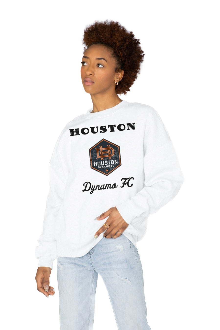 HOUSTON DYNAMO BALLER PREMIUM FLEECE DROP SHOULDER CREWNECK PULLOVER