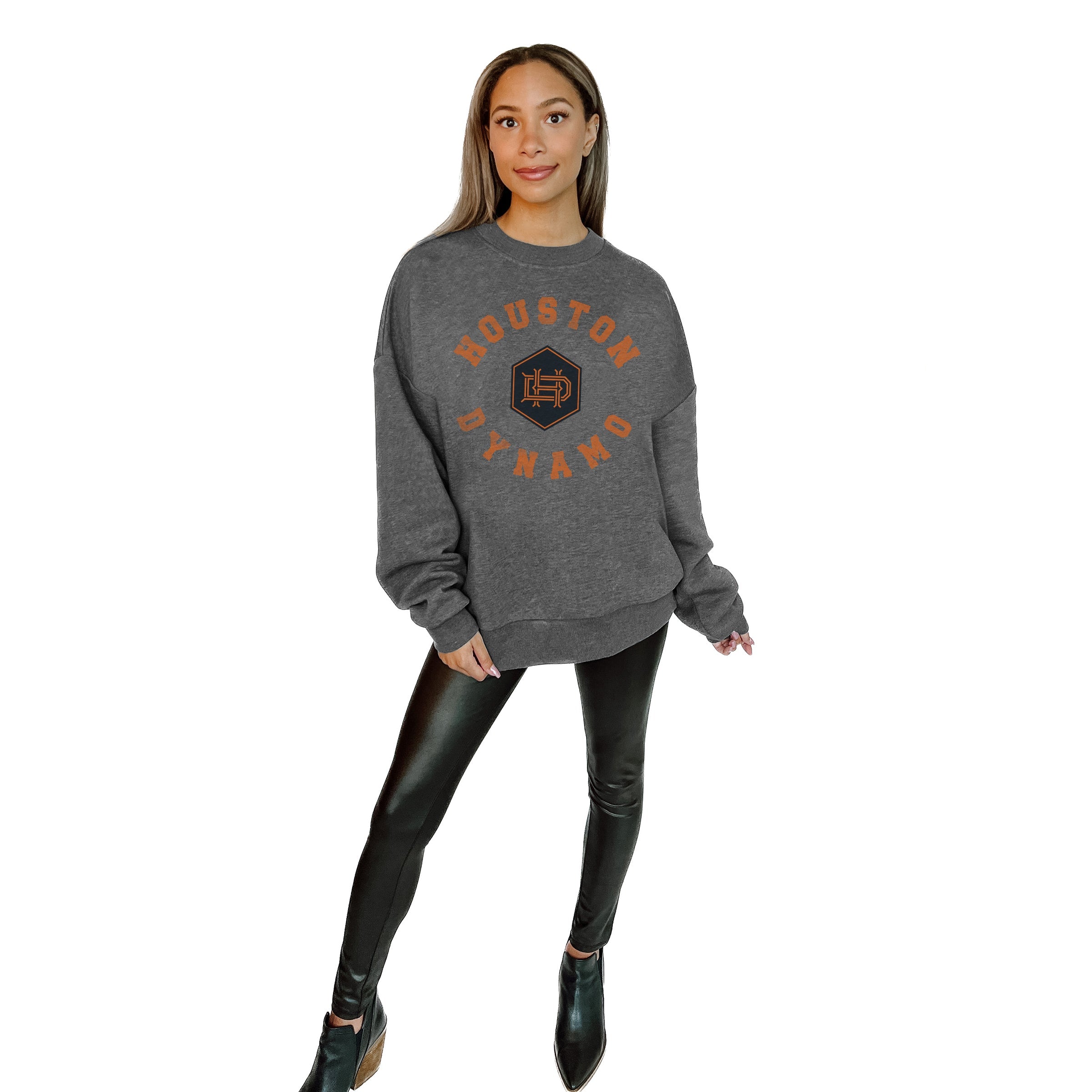 HOUSTON DYNAMO KICK BACK PREMIUM FLEECE DROP SHOULDER CREWNECK PULLOVER