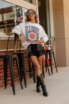 ILLINOIS FIGHTING ILLINI GO FIGHT WIN PREMIUM FLEECE DROP SHOULDER CREWNECK PULLOVER BY MADI PREWETT