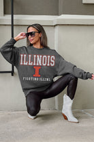 ILLINOIS FIGHTING ILLINI EASY STREET PREMIUM FLEECE DROP SHOULDER CREWNECK PULLOVER