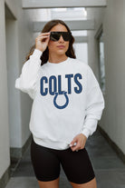 INDIANAPOLIS COLTS JUST GO WITH IT PREMIUM FLEECE DROP SHOULDER CREWNECK PULLOVER