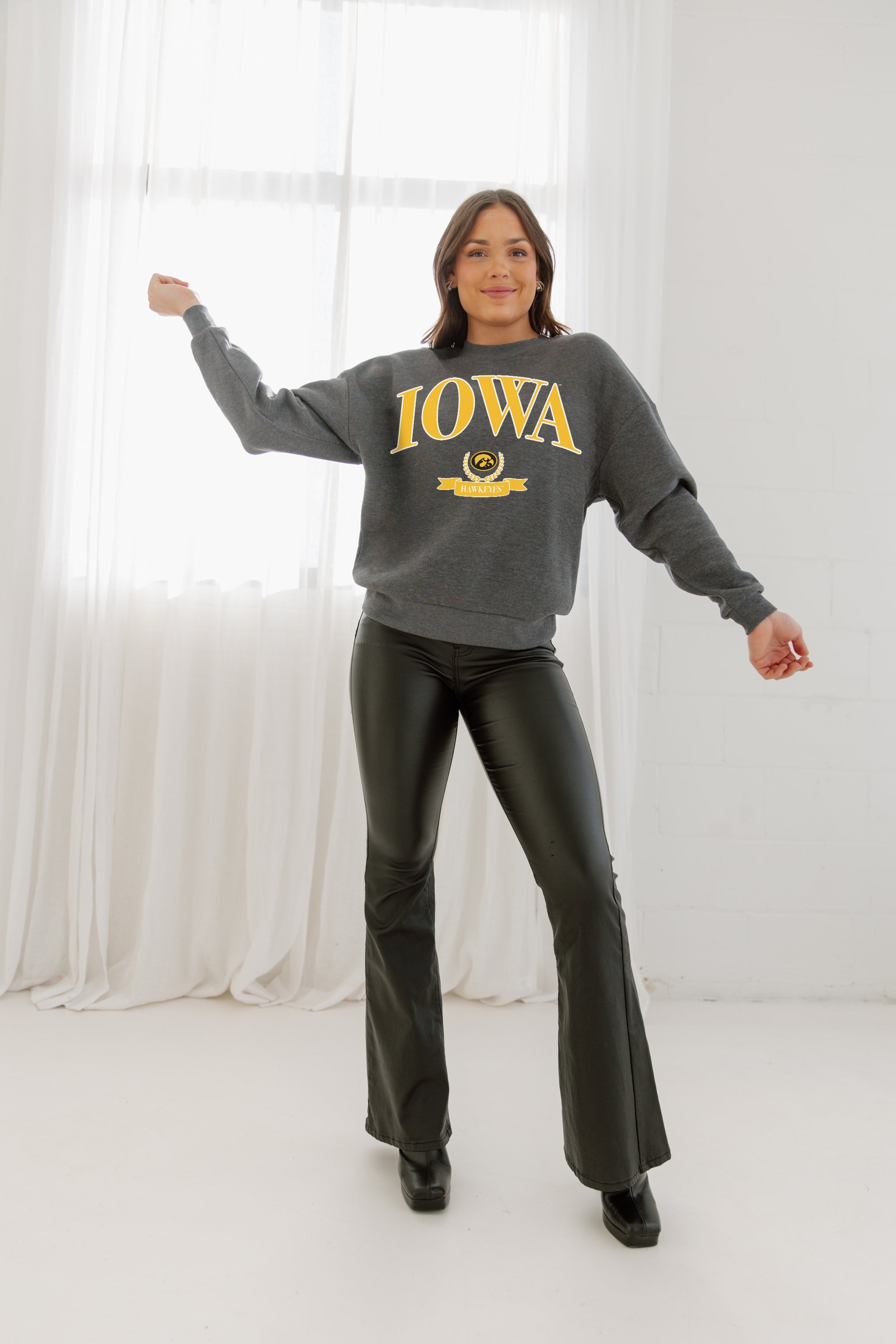 IOWA HAWKEYES SEAL THE DEAL PREMIUM FLEECE DROP SHOULDER CREWNECK PULLOVER