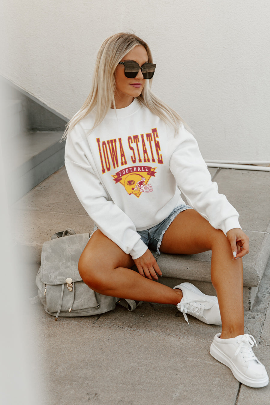 IOWA STATE CYCLONES SLOW MOTION PREMIUM FLEECE DROP SHOULDER CREWNECK PULLOVER