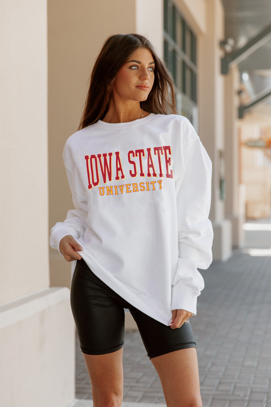 IOWA STATE CYCLONES WORK FOR IT CREW DROP SHOULDER PULLOVER BY MADI PREWETT