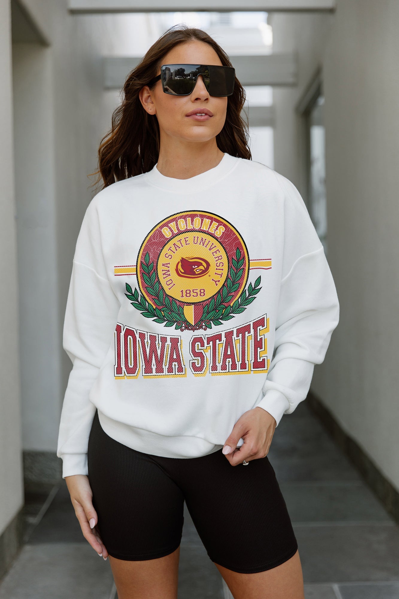 IOWA STATE CYCLONES HOT SHOT PREMIUM FLEECE DROP SHOULDER CREWNECK PULLOVER